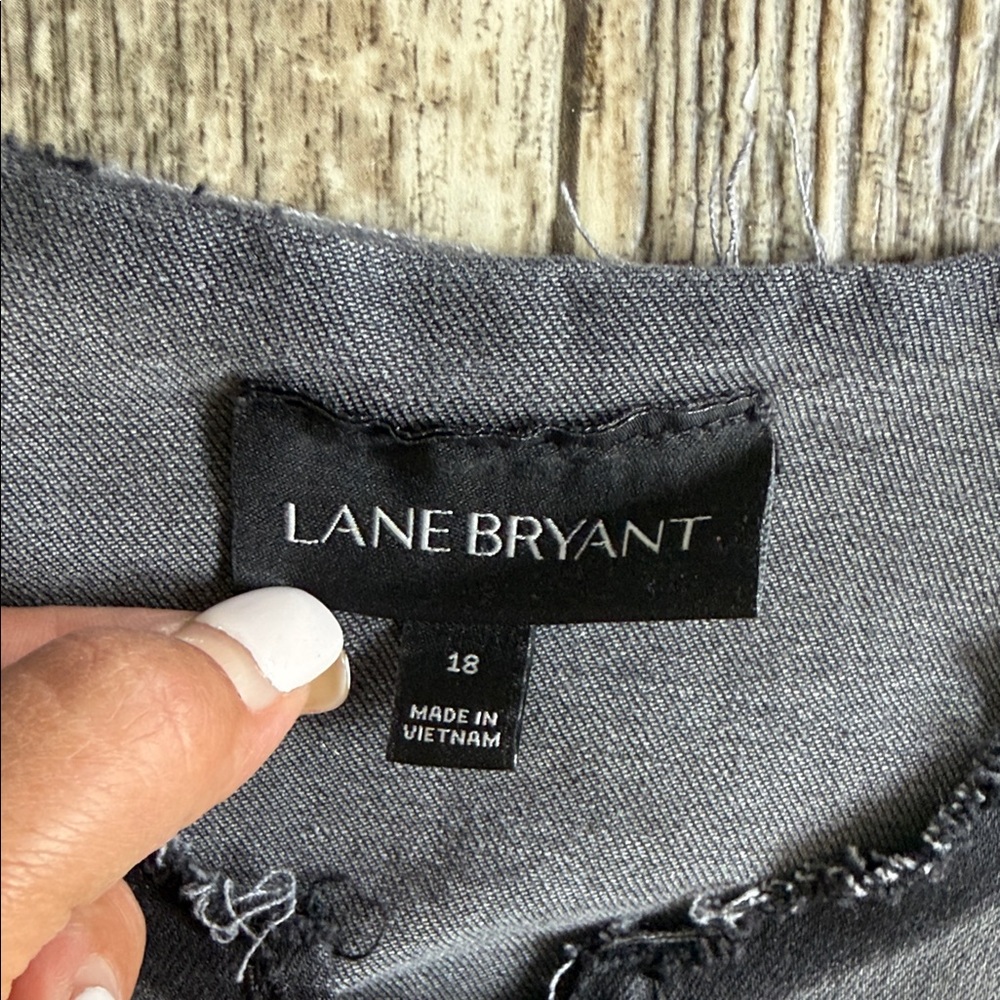 Lane Bryant Distressed Jean Charcoal Denim Jacket, 18 - Picture 9 of 11